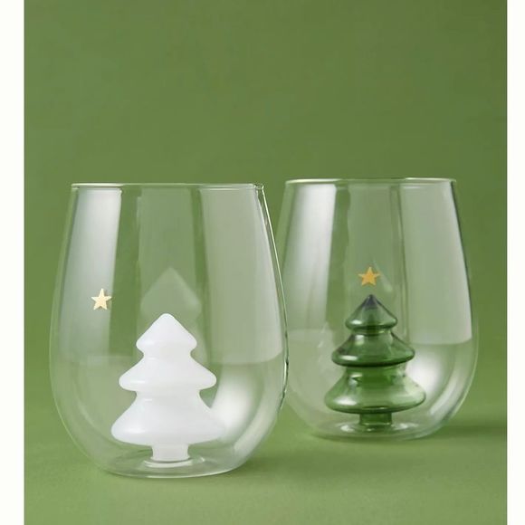 Anthropologie Other - Anthropologie SET Yuletide Stemless Wine Glass